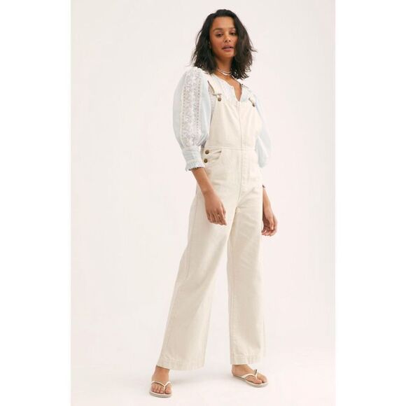 Free People Rolla’s Women's Natural Old Mate Overalls in Cream Size‎ 26 - Picture 1 of 13